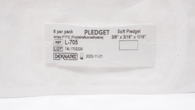 Teleflex L-705 Soft Pledget White PTFE 3/8 x 3/16 x 1/16inch (x) - Pack of 6